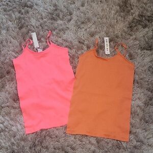 Women's Pink and Orange Tank Tops